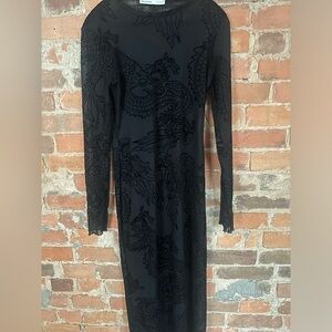 Black transparent mesh dress